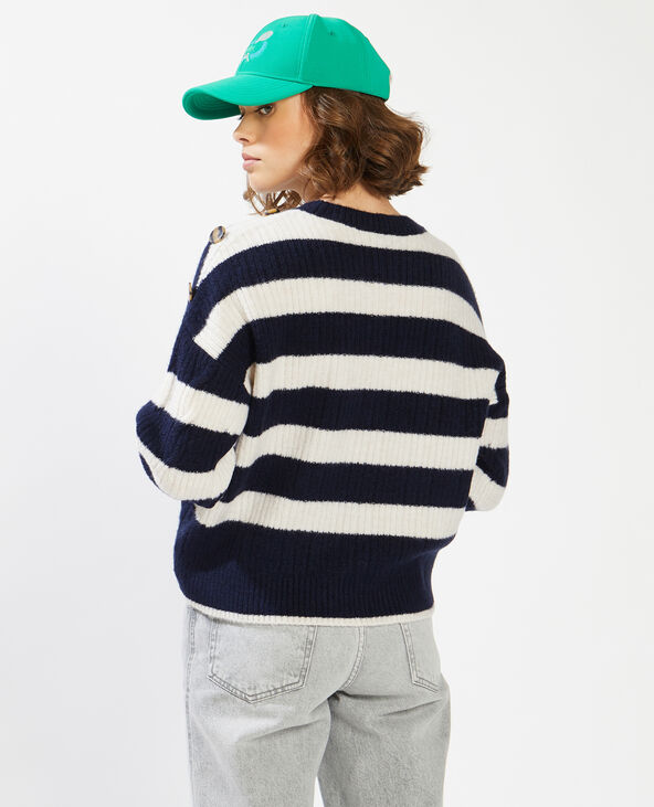 Pull marinière boutonné bleu marine - Pimkie