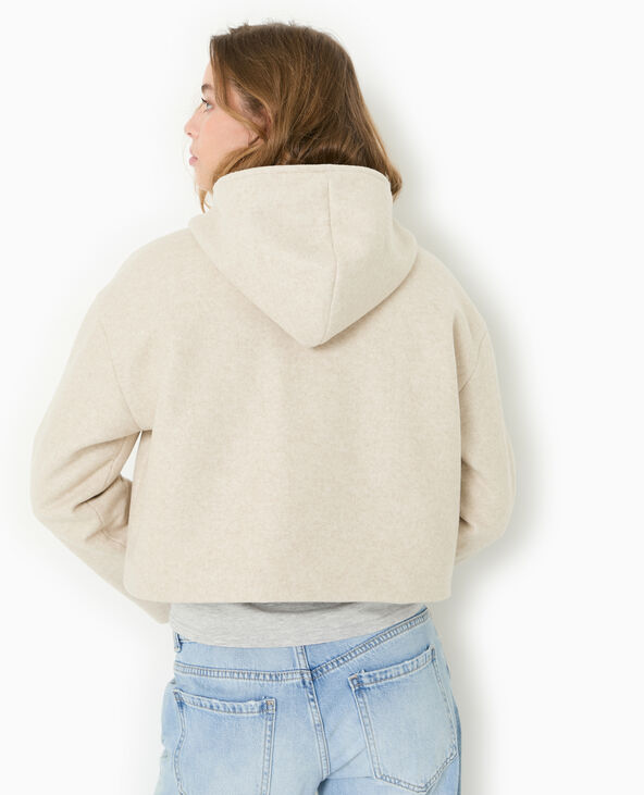 Manteau court effet drap de laine avec capuche beige - Pimkie
