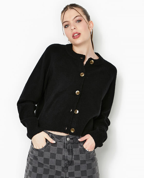 Gilet col rond noir - Pimkie