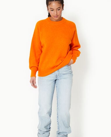 Pull col rond avec laine orange - Pimkie