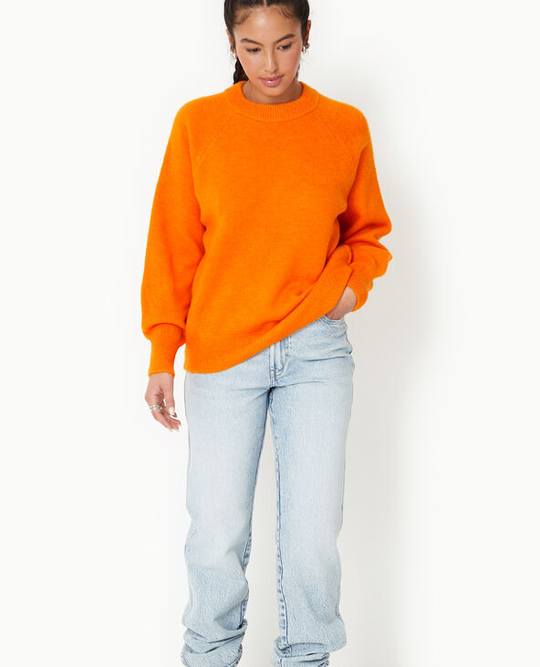 Pull col rond avec laine orange - Pimkie