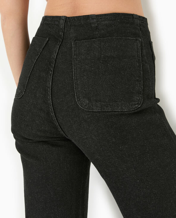 Jean flare taille haute avec poches plaquées noir - Pimkie