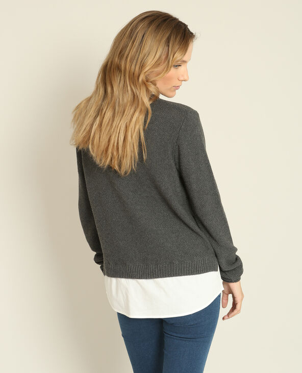 Pull chemise gris chiné - Pimkie