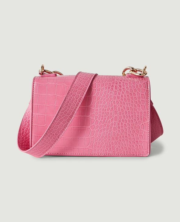 Sac effet croco à grosse chaine rose - Pimkie