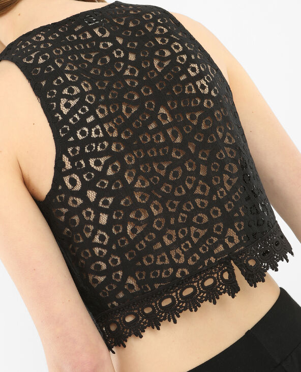 Débardeur cropped dentelle noir - Pimkie