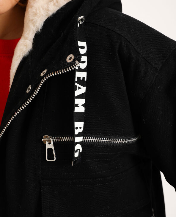 Blouson court à capuche noir - Pimkie