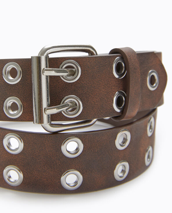 Ceinture aspect vieilli avec œillets métalliques marron - Pimkie