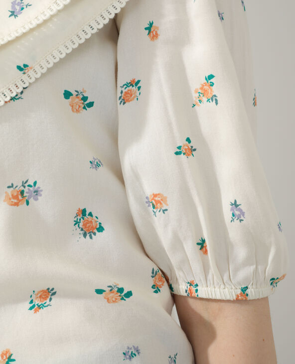Chemise fleurie maxi col écru - Pimkie