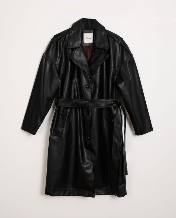 Trench en simili cuir noir - Pimkie