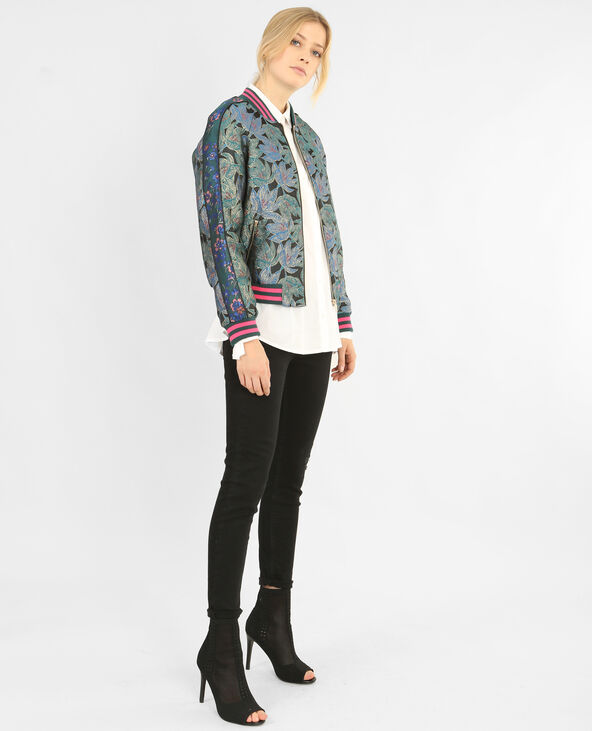 Blouson bomber jacquard bleu - Pimkie