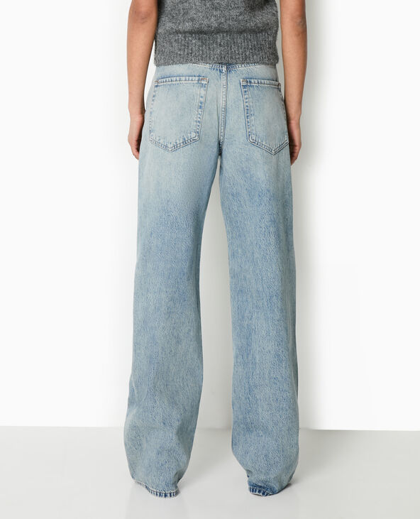Jean droit taille basse avec ceinture à nouer bleu - Pimkie