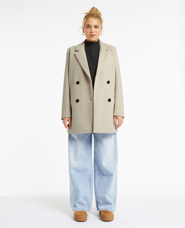 Manteau court drap de laine blanc - Pimkie