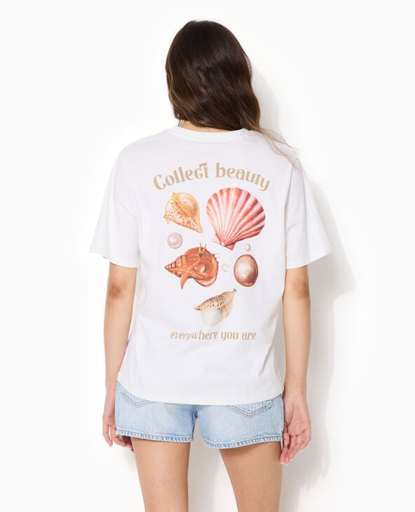T-shirt oversize print poitrine et dos blanc - Pimkie
