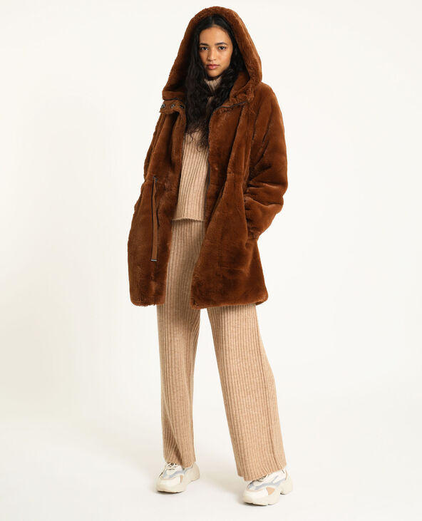 Manteau fausse fourrure marron - Pimkie