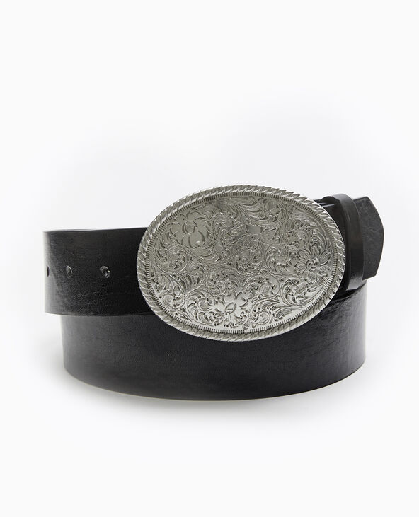 Ceinture avec grande boucle esprit western noir - Pimkie