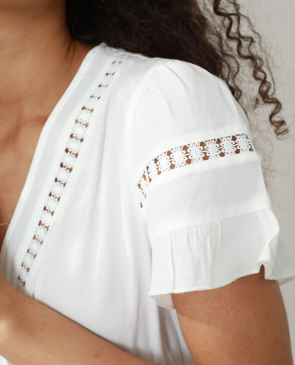 Blouse cropped smockée blanc - Pimkie