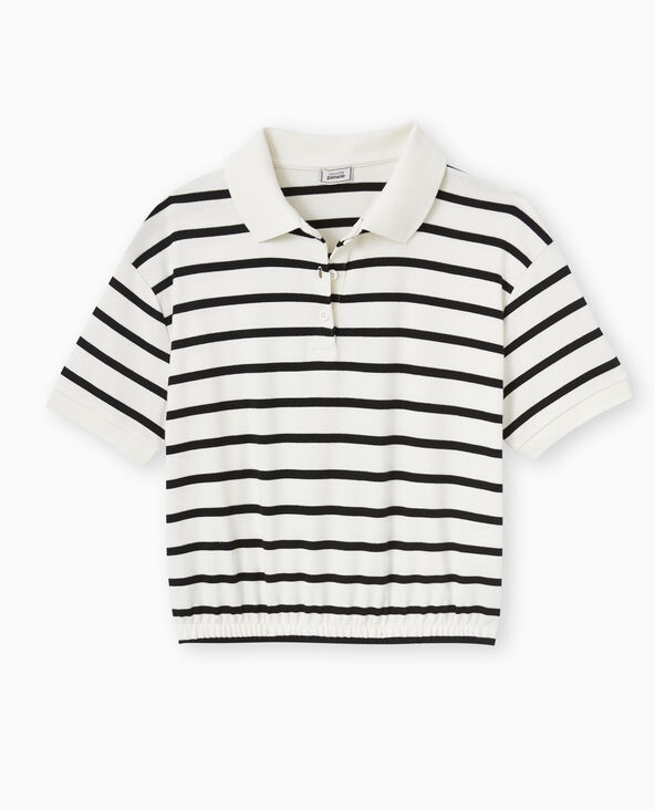 Polo rayé avec base élastiquée blanc - Pimkie
