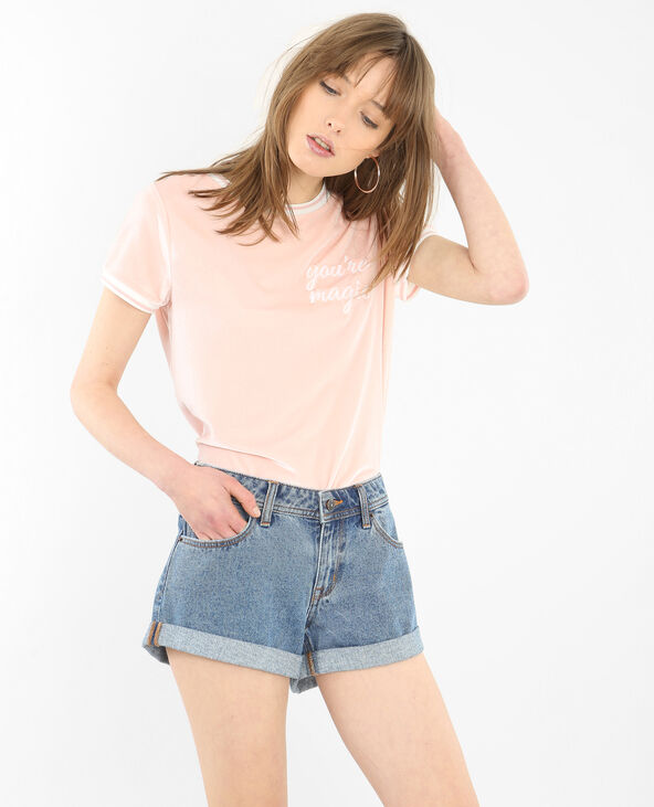 T-shirt velours rose clair - Pimkie