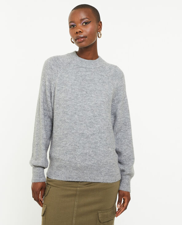 Pull gris col rond sale