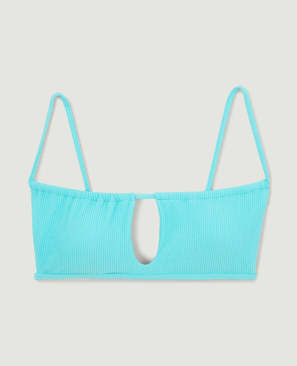Haut de maillot bandeau avec découpe bleu turquoise - Pimkie