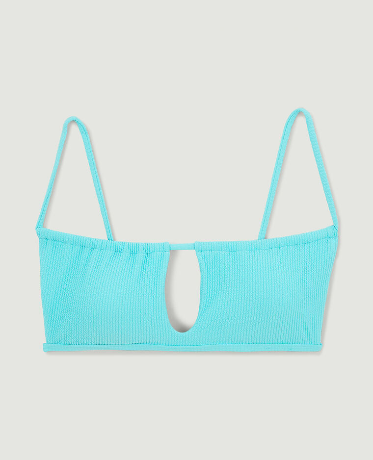 Haut de maillot bandeau avec découpe bleu turquoise - Pimkie