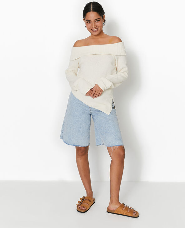Pull encolure Bardot blanc - Pimkie