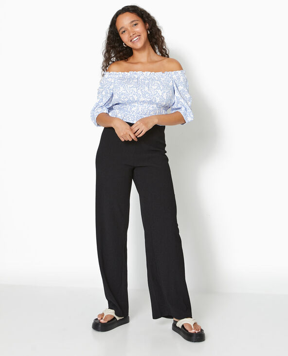 Pantalon large et fluide en tissu effet froisse
