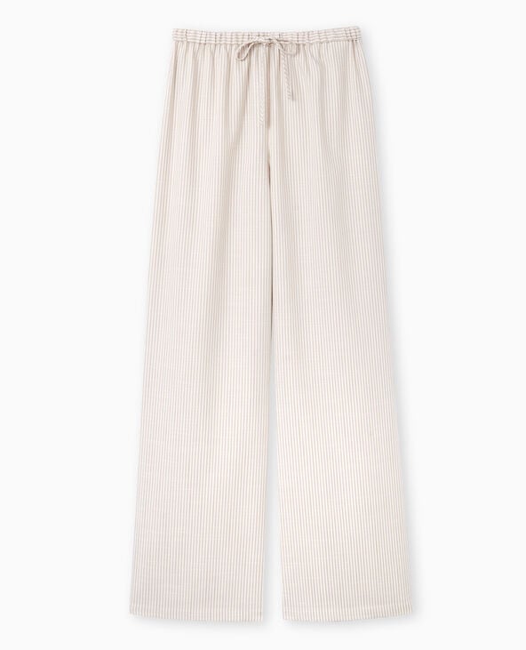 Pantalon large et droit motif rayures blanc - Pimkie