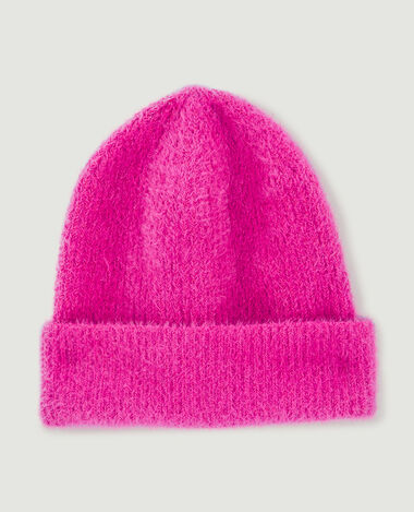 Bonnet en maille fluffy rose - Pimkie