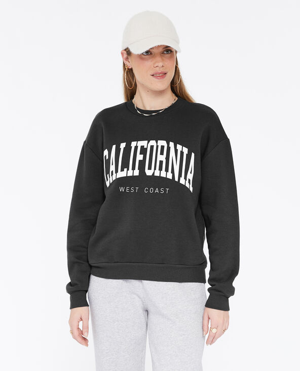 Sweat col rond imprimé gris foncé - Pimkie