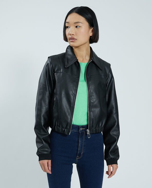 Veste en cuir pimkie noir 2025