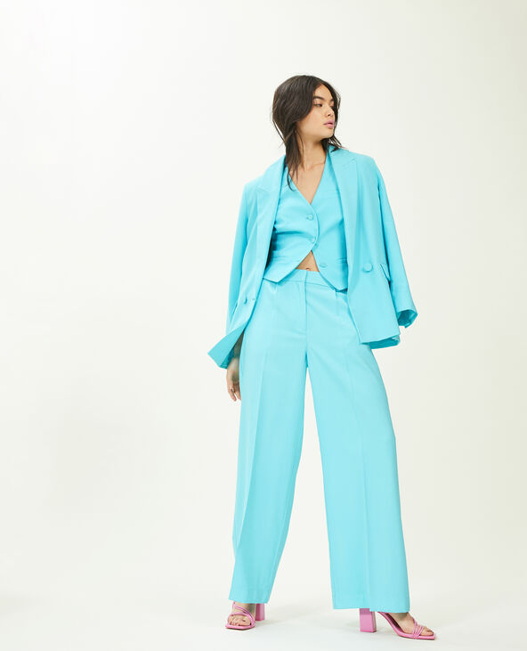 Veste blazer oversize en toile fluide bleu turquoise - Pimkie