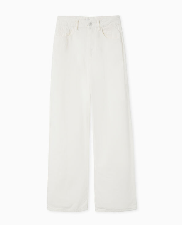 Jean wide extra long taille haute blanc - Pimkie