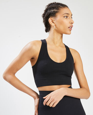 Brassière sans couture maille côtelée noir - Pimkie