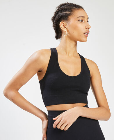 Brassière sans couture maille côtelée noir - Pimkie