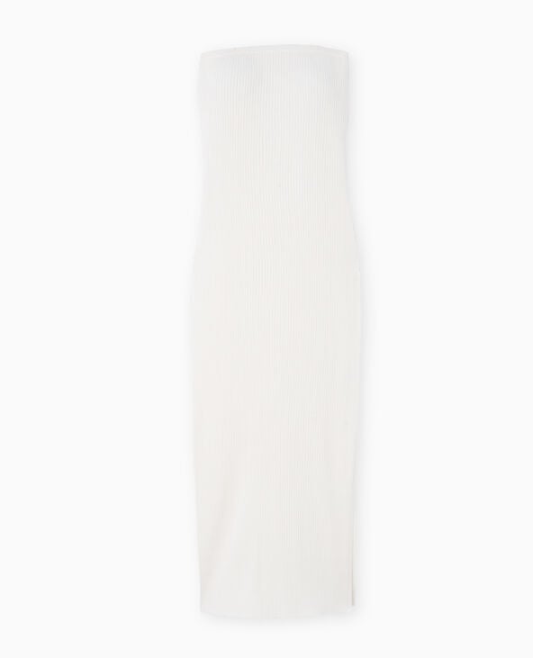 Robe longue bustier en maille côtelée blanc - Pimkie