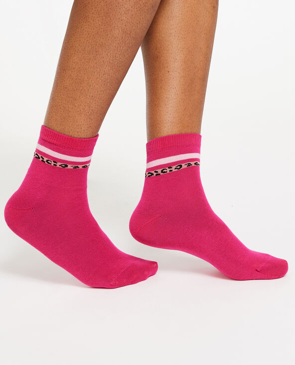 Paire de chaussettes avec rayures contrastées rose fuchsia - Pimkie