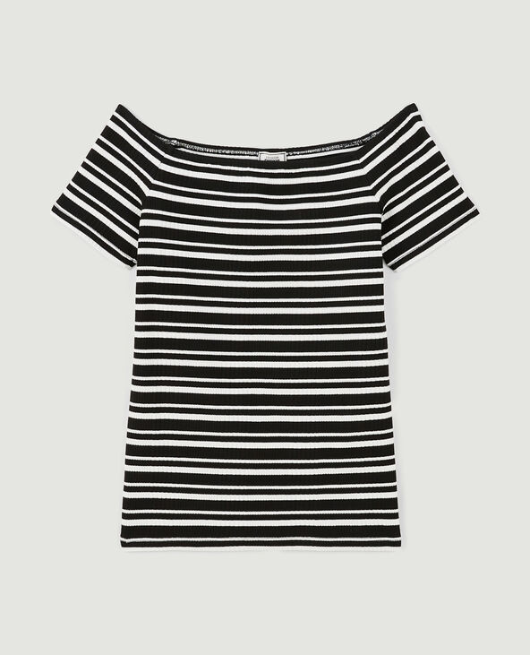 Top encolure Bardot maille côtelée blanc - Pimkie