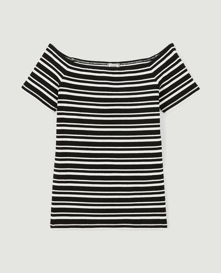 Top encolure Bardot maille côtelée blanc - Pimkie