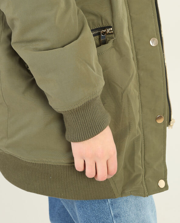 Parka fourrée à capuche vert de gris - Pimkie