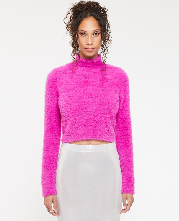 Pull cropped en maille fluffy et poilue rose - Pimkie