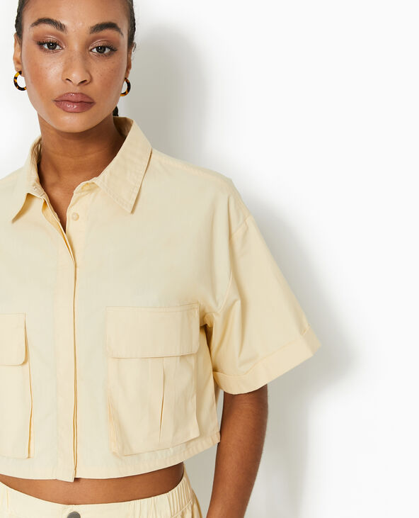 Chemise cropped avec poches plaquées beige - Pimkie