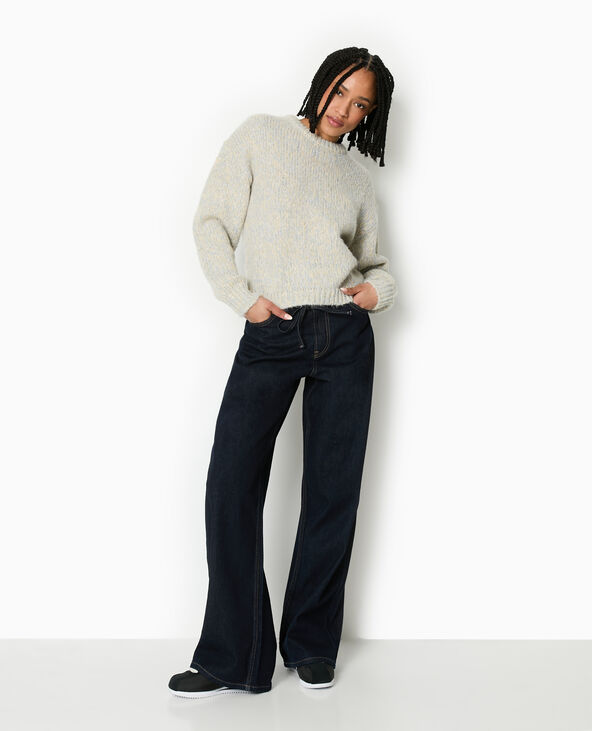 Pull col rond en grosse maille bleu clair - Pimkie