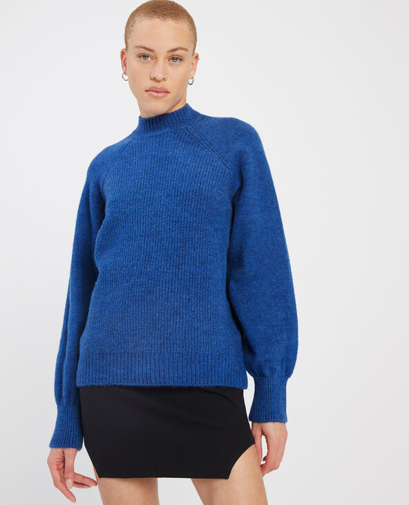 Pull maille col montant bleu électrique - Pimkie