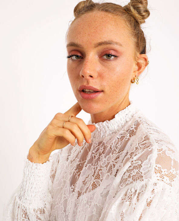 Top dentelle manches bouffantes blanc - Pimkie