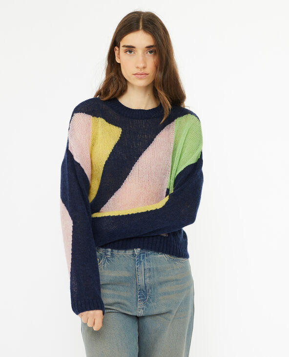 Pull en maille légère colorblock bleu - Pimkie