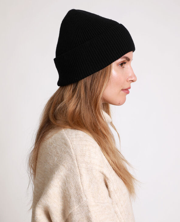 Bonnet à revers noir - Pimkie