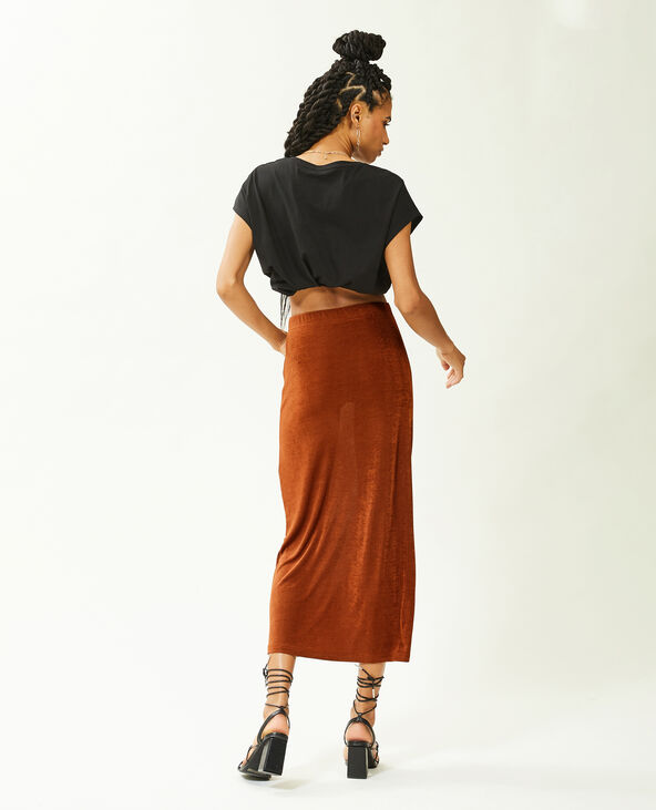 Jupe longue en maille fluide marron - Pimkie