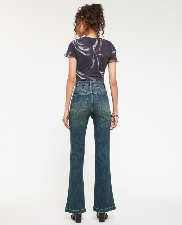 Jean flare effet dirty bleu foncé - Pimkie