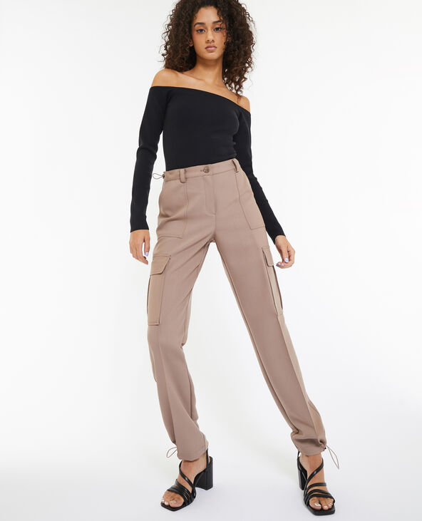 Pantalon cargo avec élastiques coulissés taupe - Pimkie